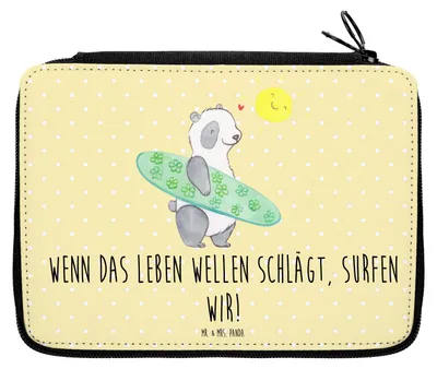 Produktbild von Mr. & Mrs. Panda Federmäppchen Sommer Wellen Surf Motiv - Gelb Pastell - Geschenk, Jahreszeiten, Strandurlaub, am Strand, Bleistiftetui, Salz auf den Lippen, Urlaub Meer