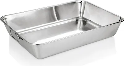 Produktbild von Bräter / Auslageschale, CNS, 48x33 - 59x42 cm wählbar, mit Griffen : 59 x 42 10 cm Variante: 59 x 42 10 cm