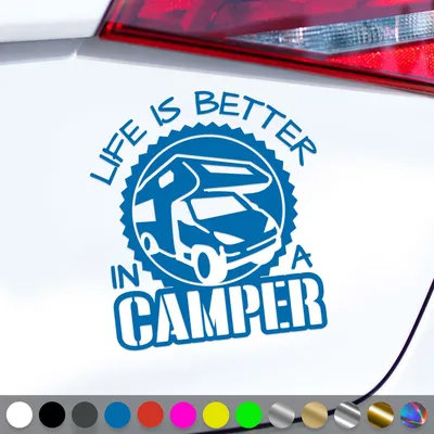 Produktbild von PantherPixel Wohnmobil Aufkleber Wohnwagen Bus Reise Besser Camping Sticker Auto Geschenkidee Farbe Blau