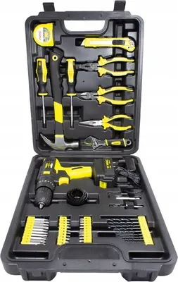 Immagine prodotto di WMC TOOLS Set di utensili professionali da 57 pezzi con trapano, pinze, pinze combinate, chiave regolabile, martello e chiodi