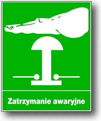 Obrázok produktu pre ZATRZYMANIE AWARYJNE - tablica 225X275 znak medyczny BHP płyta PCV sztywna