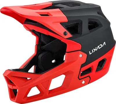 Zdjęcie produktu dla Kask na rower górski LIXADA ZL-B068, kask na rower przełajowy, kask na zawody zjazdowe, kask pełnotwarzowy dla dorosłych, z raportem EN1078, czerwony + czarny, kod M