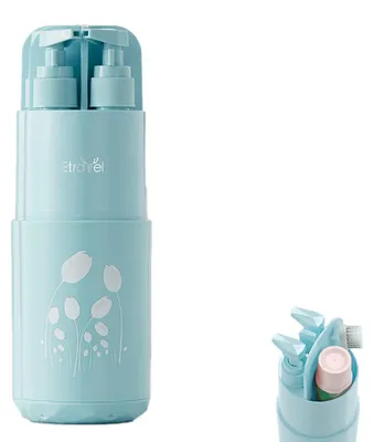 Immagine prodotto di Borsa da viaggio multifunzione 5-in-1 con dispenser per sapone, specchio, pettine, colore blu