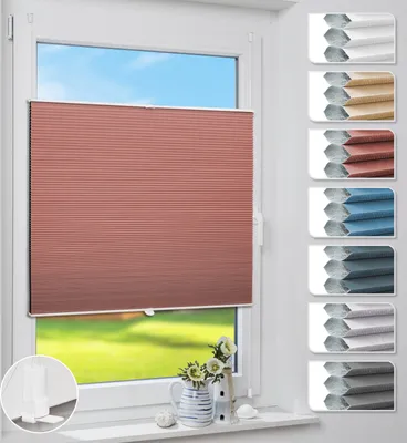 Produktbild von Grandekor Plissee Verdunklung Klemmfix Wabenplissee 60x140cm Weinrot-Weiß Thermoplissee ohne Bohren für Fenster & Tür
