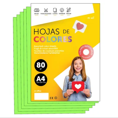 Zdjęcie produktu dla Kolorowy papier A4 o gramaturze 80g, idealny do drukarek i rękodzieła. Kolorowe arkusze dla dzieci, do kreatywnych projektów