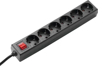 Produktbild von BACHMANN SELLY Steckdosenleiste 6x Schutzkontakt, Schalter, schwarz, 1,5 m