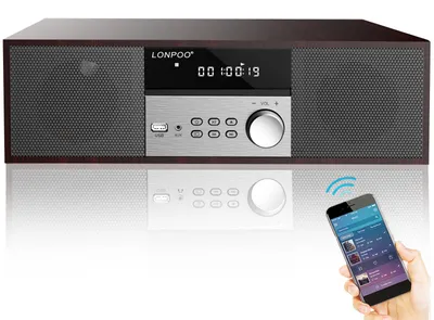 Immagine prodotto di Impianto stereo Hi-Fi compatto, colore nero, con Bluetooth e lettore CD, potenza di 40 Watt