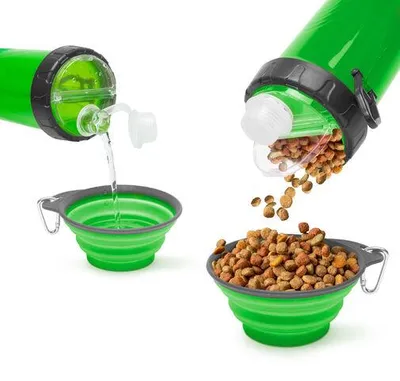 Imagen del producto de Tazón plegable con botella - color verde