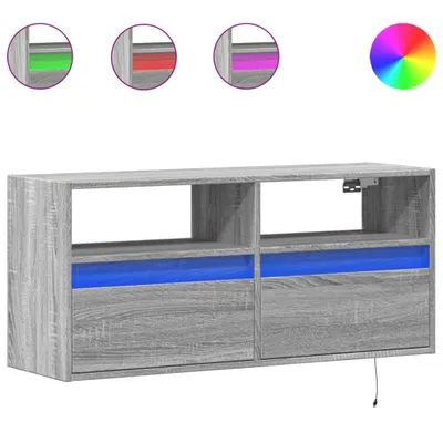 Produktbild von TV-Wandschrank mit LED-Beleuchtung Grau Sonoma 100x31x45 cm