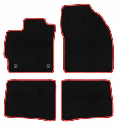Obrázok produktu pre Velúrové autokoberce pre: Toyota Prius III XW30 2011-2015 (hatchback) – sada 4 ks, čierno-červené, na mieru – Wielganizator CARLUX