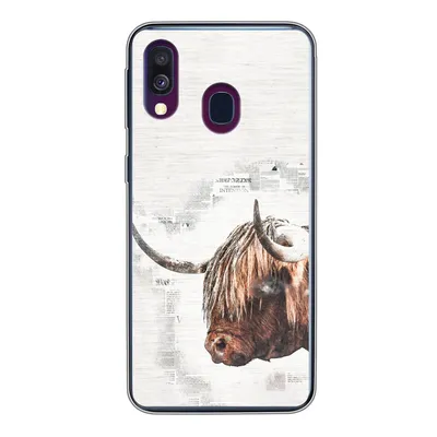 Produktbild von MuchoWow® Handyhülle Schutzhülle Hülle für Samsung Galaxy A40 Scottish Highlander - Tiere - Zeitungspapier Silikon Softcase Handy Hülle - Handy-Tasche