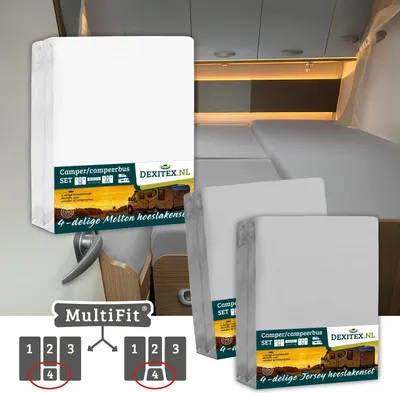 Image de Ensemble textile 4 pièces avec matelas central -2 ensembles de draps-housses (4 pièces) et 1 ensemble de draps-housses (4 pièces) - 1 Flanelle + 2 x G - 1Flanelle+2xGrisclair