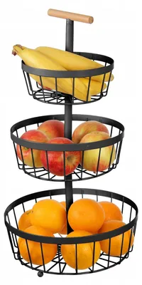 Produktbild von Brunbeste Metall-Etagenkorb für Obst und Gemüse, 3-stöckig, Schwarz