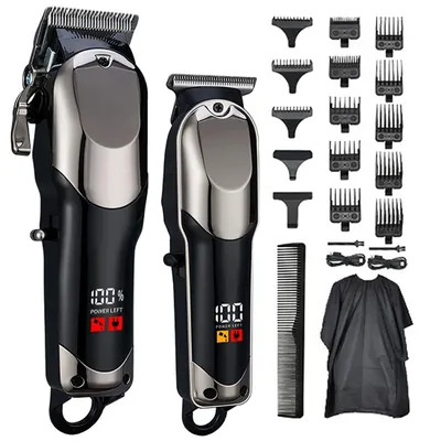 Produktbild von KUGI,Haarschneider Profi Haarschneidemaschine & Barttrimmer Set, Kabellos Aufsätze: 13 Lange Akkulaufzeit,Geschenkset für Herren