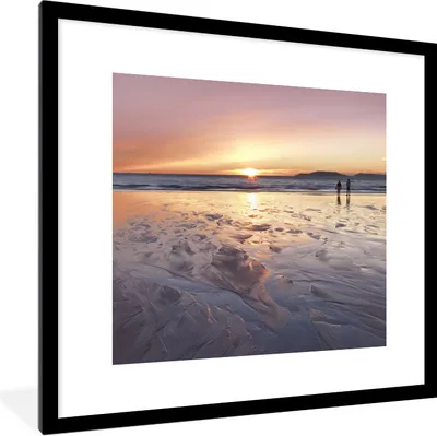 Produktbild von MuchoWow® Gerahmtes Poster Strand - Sonne - Meer 40x40 cm - Poster mit Schwarzem Bilderrahmen Wandposter Rahmen Foto Bilder - Poster - Plakat im Rahmen