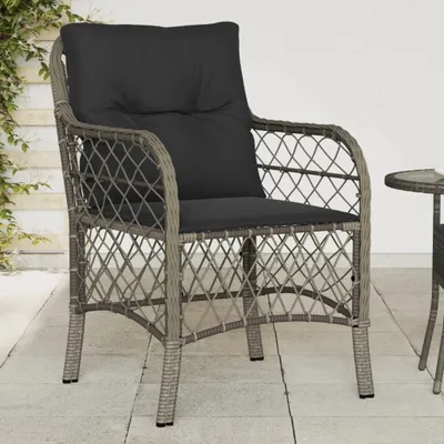 Produktbild von Maison Exclusive - Gartenstühle mit Kissen 2 Stk. Grau Poly Rattan