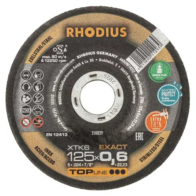Obrázek produktu pro RHODIUS Extra tenký řezný kotouč XTK6 EXACT 10 ks BOX 125 x 0,6 x 22,23 TOPline