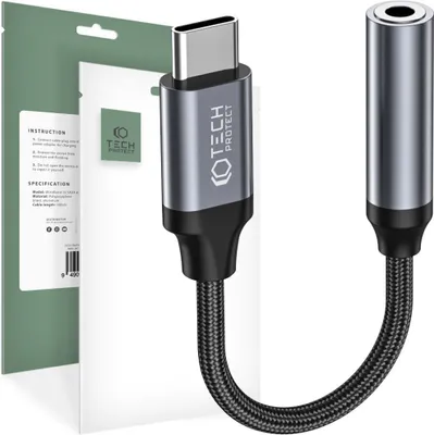 Produktbild von Tech-Protect Ultraboost Adapter Typ-C Auf Minijack 3,5 Mm Schwarz