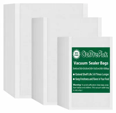 Productafbeelding van Vacuümzakken voedsel - 300 stuks - 15 x 25, 20 x 30 en 28 x 40 cm - Sous-vide