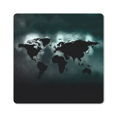 Produktbild von MuchoWow® Mauspad Mousepad Weltkarte - Schwarz - Hell 20x20 cm - Mousepads - Maus Mat - Pad - Mausunterlage - Desk Mat - Bureauartikeln
