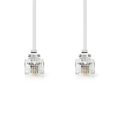 Produktbild von Nedis Telefonkabel - RJ11 Stecker - RJ11 Stecker - 10.0 m - Kabeldesign: Flach - Vergoldet - Kabeltyp: RJ11 - Weiss - Box