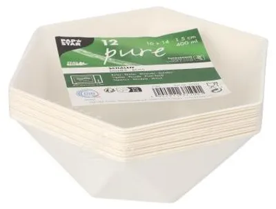 Produktbild von Schalen Zuckerrohr "pure" 6-eckig 400 ml 5 cm x 16 cm x 14 cm weiss "Diamond"