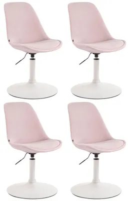 Produktbild von CLP 4er Set Esszimmerstühle Maverick Samt drehbar und stufenlos verstellbar - Farbe: pink, Gestellfarbe: weiß