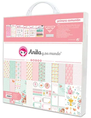 Scrapbooking-Set Erstkommunion Mädchen, rosa, 30,5x30,5 cm, 8-teilig