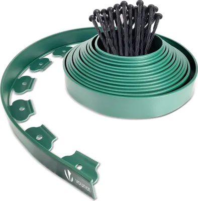 Produktbild von VOUNOT® Flexible Rasenkante Beeteinfassungen Kunststoff, mit 30 Erdanker, Länge 10m Höhe 5cm, Grün