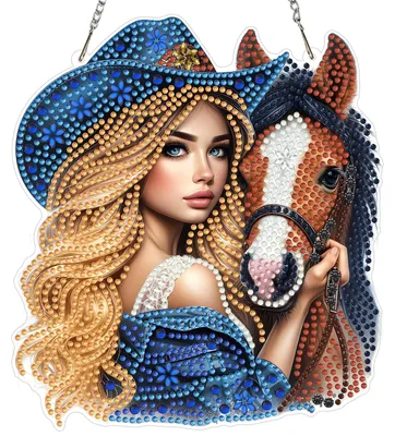 Productafbeelding van Diamantkunst Hangende Kits voor Volwassenen Cowgirl Decor