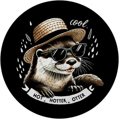 Produktbild von Otter mit Strohhut und Sonnenbrille Magnet mit Flaschenöffner rund mit Spruch