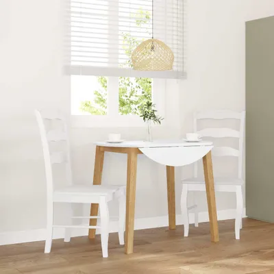 Produktbild von Möbel Esszimmerstühle 2 Stk. Weiß Massivholz Gummibaum - Esszimmerstühle CC4139
