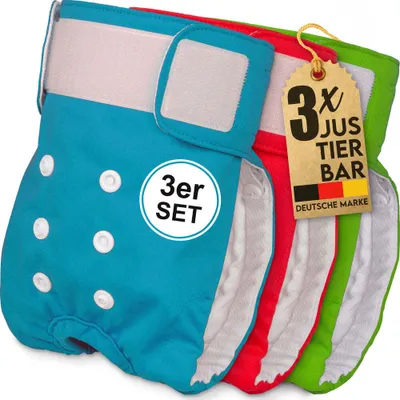 Produktbild von HUND IST KÖNIG® Windeln für Hündinnen [3 Stk], S (Taille 29-40 cm), saugstarke Windeln, 3-Fach justierbar für festen Sitz