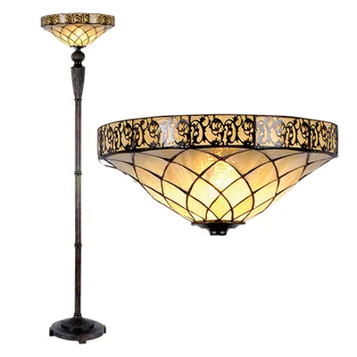 Produktbild von Clayre & Eef Tiffany Stehlampe Ø 41x179 cm Braun Beige Glas