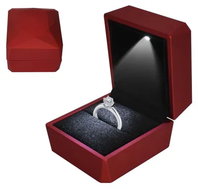 Produktbild von Schmuckkästchen Ringbox LED Ringschatulle - 5,8 x 6,3 x 5 cm - Rot - Samt mit LED-Licht
