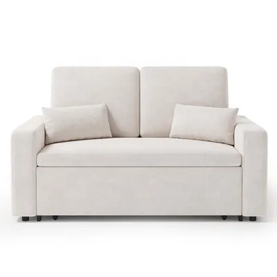 Produktbild von Bealife Sofa mit Schlaffunktion 147x82 cm - Ausziehbett - Chenillestoff, Cremeweiß,AR28