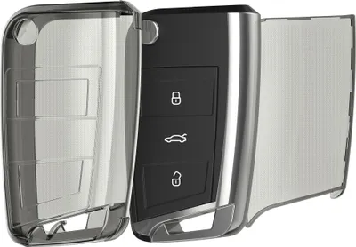 Immagine prodotto di kwmobile copertura chiave auto compatibile con VW Golf 7 MK7 chiave auto a 3 pulsanti - copertura chiave in silicone - nero trasparente