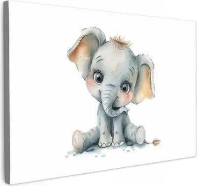 Produktbild von Leinwand Bilder 120x80 cm - Kinder Tiere - Elefant, Bilder, Wanddeko, Wandbilder Wohnzimmer