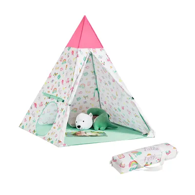 Zdjęcie produktu dla SoBuy OSS06 Namiot tipi Namiot do zabawy dla dzieci z drzwiami i oknem Namiot do zabawy dla dzieci indyjski WHT ok.: 133x153x133cm