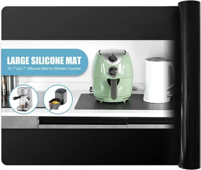 Produktbild von Silikon-Küchenmatte Rutschfest Hitzebeständig Schwarz 61 x 91 cm
