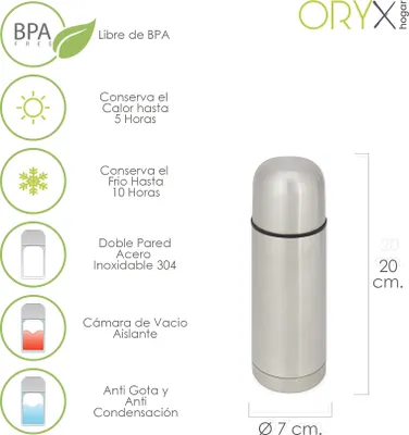 Immagine prodotto di Borraccia thermos da 350 ml, acciaio inox, senza BPA, antigoccia