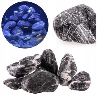 Immagine prodotto di Pietre per acquario Dark Rock 10 kg, rocce decorative per acquario Malawi e Tanganica, sassi naturali per allestimento