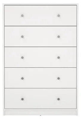 Image de CALICOSY - Commode 5 tiroirs blanc H108 cm - LISE