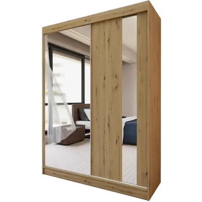 Image de BEAUTYSOFA armoire à portes coulissantes GAJA 150 cm - armoire moderne à deux portes avec miroir (Artisan)