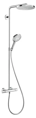 Imagen del producto de Hansgrohe Raindance S, columna de ducha de 240 cm, 1 chorro PowderRain, tecnología EcoSmart con termostato, acabado cromado