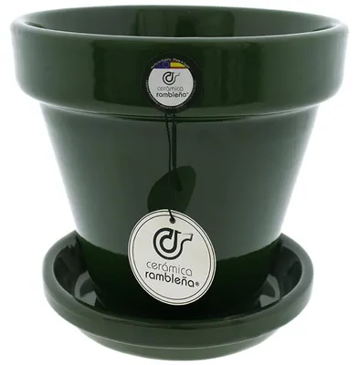 Obrázek produktu pro Zelená keramická květináče s podstavcem