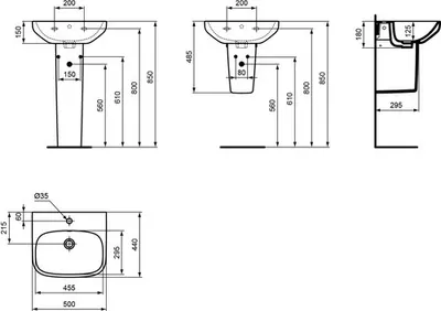 Immagine prodotto di Ideal Standard i.life A lavabo, 1 foro per rubinetto, con sfioratore, 500x440 mm, T451301