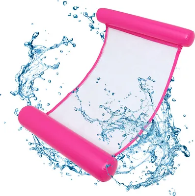 Produktbild von Fiqops Aufblasbares Schwimmbett, Ultra Bequeme wasserhängematte mit Netz, Aufblasbares Kopf & Fußteil Pool Hängematte Wasser Luftmatratze Schwimmliege Wasserliege Rosa