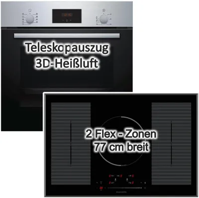 Produktbild von HERDSET autark Bosch Einbau-Backofen mit großen 77 cm Flex Induktionskochfeld NEU