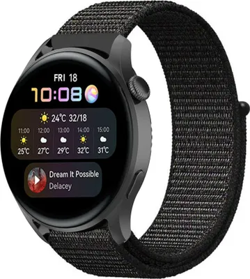 Produktbild von Strap-it Huawei Watch 3 (Pro) Nylonarmband (Schwarz)